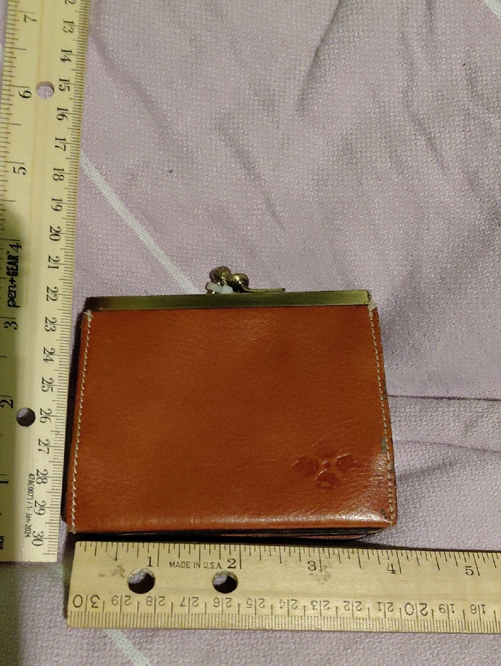 Patricia Nash Brown Leather Kiss-Lock Coin Wallet